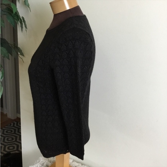 Relativity sweater Womans small black open knit with gold shimmer - Picture 7 of 12